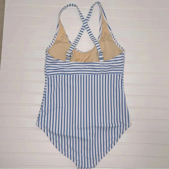 TALBOTS CABANA LIFE® ESSENTIAL CRISSCROSS ONE PIECE SWIMSUIT modest vacation - Picture 6 of 8